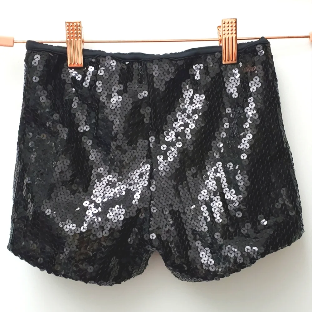 Weissman Black Sequined Dance Costume Shorts SIZE MC 10-12